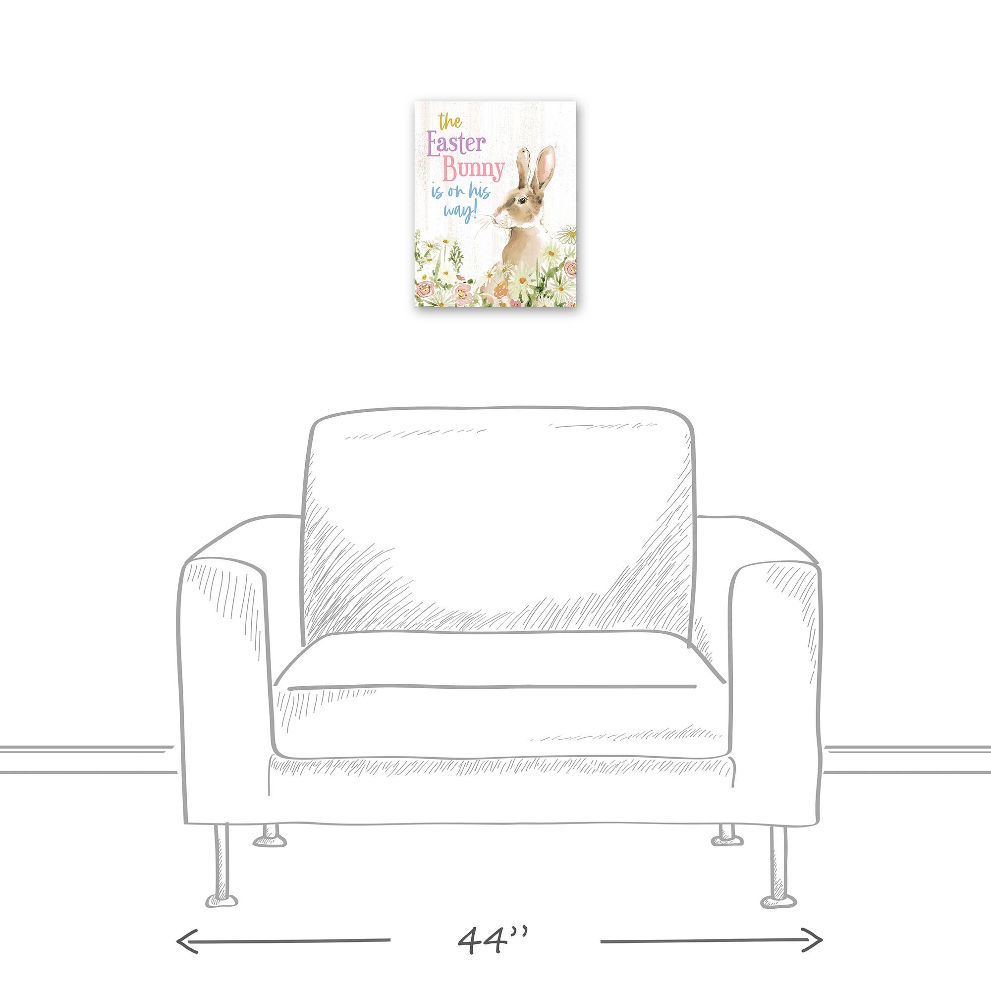 Easter Bunny On His Way 11" x 14" Canvas Wall Art
